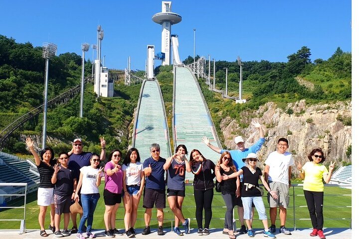 Our Travelers in front of Pyeongchang SkiJump